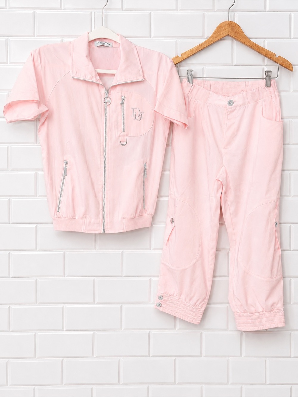 Light Pink Two-Piece Jacket & Capri Pants Set